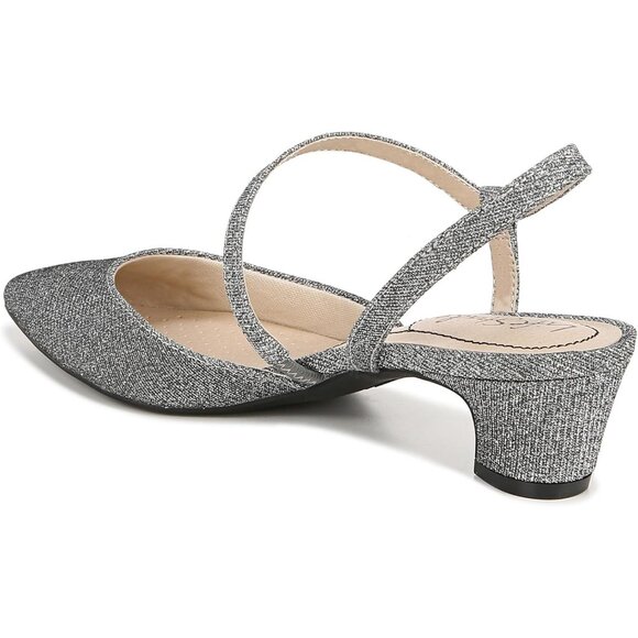 LifeStride Womens Pewter Shimmer Patent Polyurethane Pointed Closed Toe Pump - Picture 8 of 9